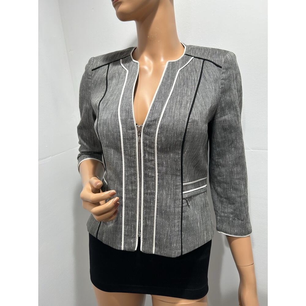 white house black market blazer size 4 Grey 3/4 Sleeves